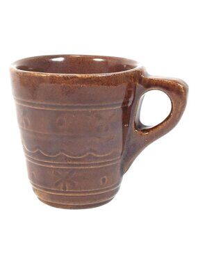 Vintage Marcrest Daisy & Dot Coffee Cup / Mug Brown Glaze Pottery